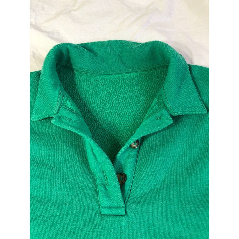 Alo Yoga Emerald Green Polo Henley Cropped Pullover Sweatshirt Luxury oversize M - Picture 5 of 11